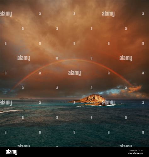 rainbow  hawaii island stock photo alamy