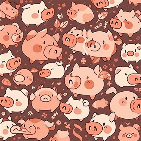Premium AI Image | A pattern of pigs with a pink background