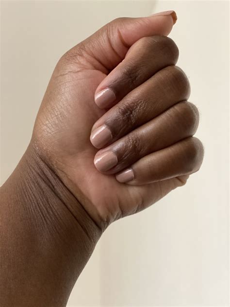 Nude/ beige nail polish on African American dark skin Nude Nail Polish