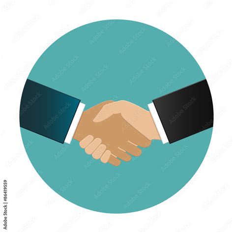 multiracial business people shaking hands handshake icon  flat