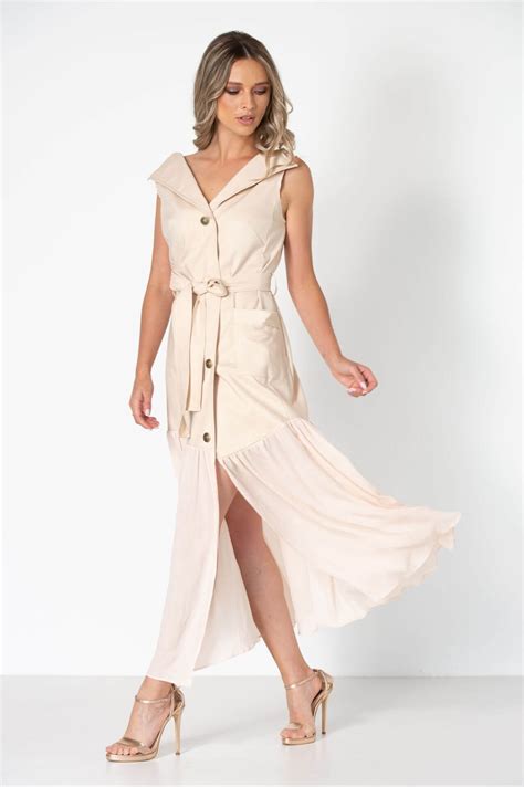 Rochie vesta nude volan - Iulia Dima - Fashion Designer