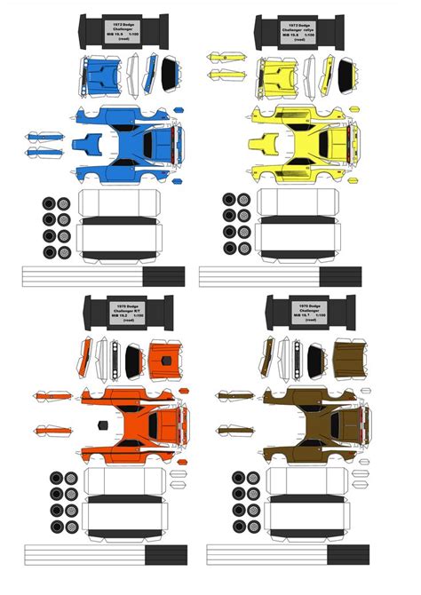 Dodge Challenger Paper Model in Two Colors