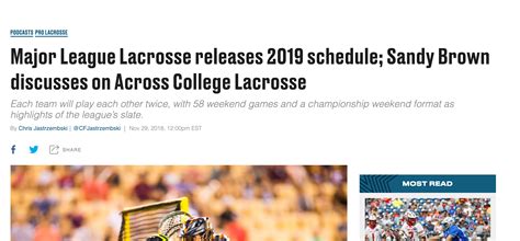 CollegeCrosse.com – “Major League Lacrosse releases 2019 schedule ...