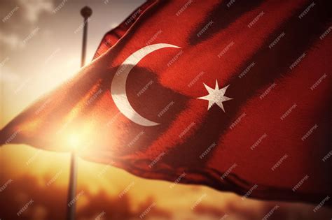 premium photo turkey flag   sunset background