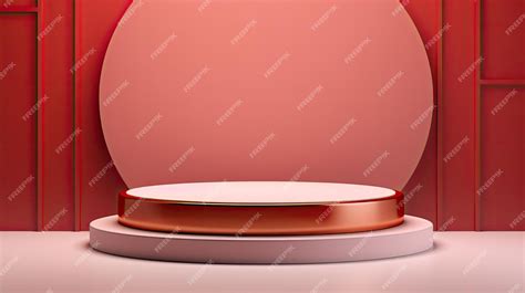 premium ai image  red glass sphere   gold base  shown