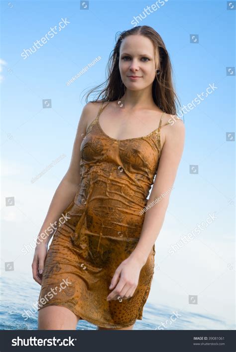 Beautiful Girl Wet Dress Goes On Stock Photo (Edit Now) 39081061