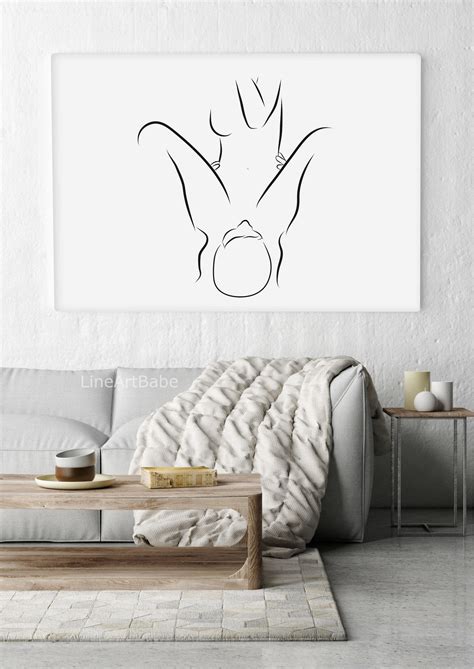 Oral Sex Erotic Line Art, Abstract Couple Sex Print, Minimalist Naked