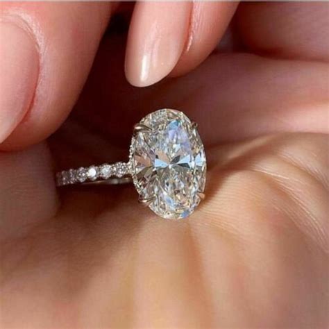 4.30ctw Classic Oval Engagement Ring - Solitaire Ring - Oval Cut Hidden ...