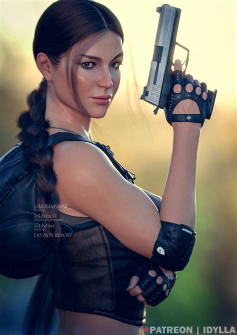 Lara Croft 3D Render, Digital Art by Idylla