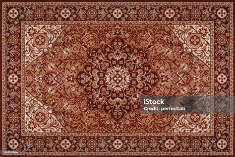 tekstur karpet persia coklat tua ornamen abstrak foto stok