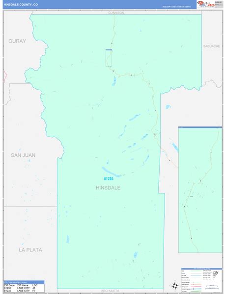 Hinsdale County, CO Wall Map Color Cast Style by MarketMAPS - MapSales