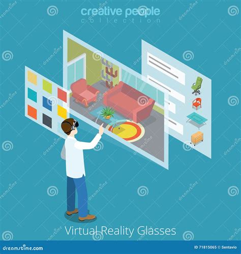Virtual Reality VR Glass Application Flat Isometric Vector 3d Stock