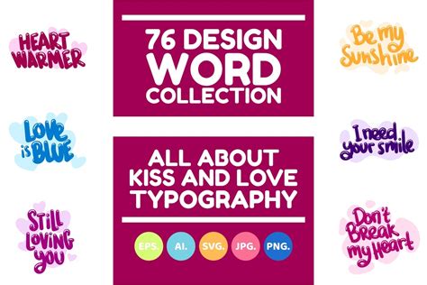 word   kiss  love quote art graphic  ardwork creative