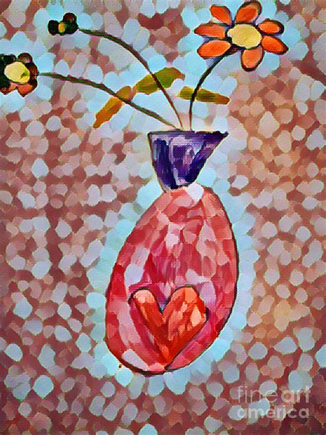 Vase of flowers impressionism art -cubism art/red and brown Drawing by ...