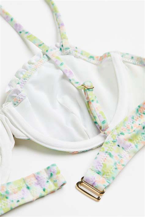 Non-padded bikini top - Light green/Floral - Ladies | H&M GB