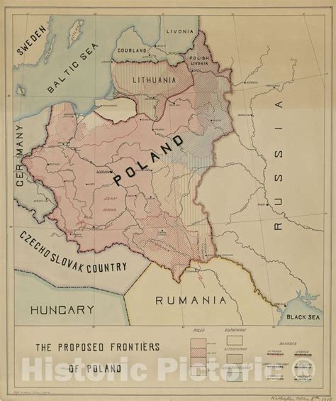 Historic 1918 Map - The Proposed Frontiers of Poland. | Historical maps ...