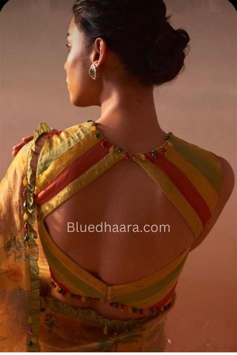backless blouse keyhole design  saree  lehenga yellow saree