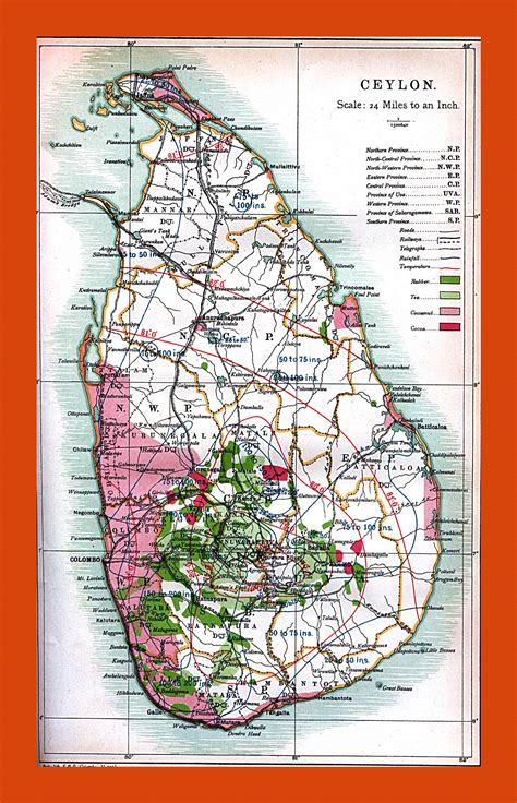 Old map of Ceylon (Sri Lanka) - 1914 | Maps of Sri Lanka | Maps of Asia