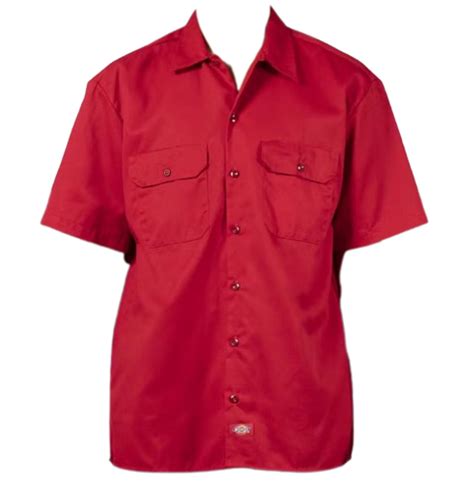 dickies red short sleeve work shirt whats   star
