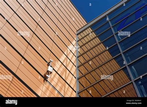Modern facade of an event arena on the Expo Plaza in Hanover, Germany ...