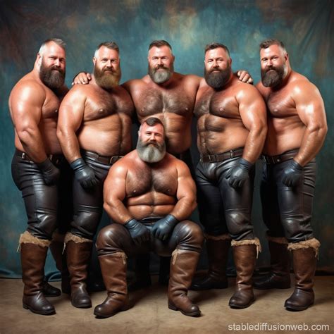 full body hairy fat gay muscle bear older men with beards in leather