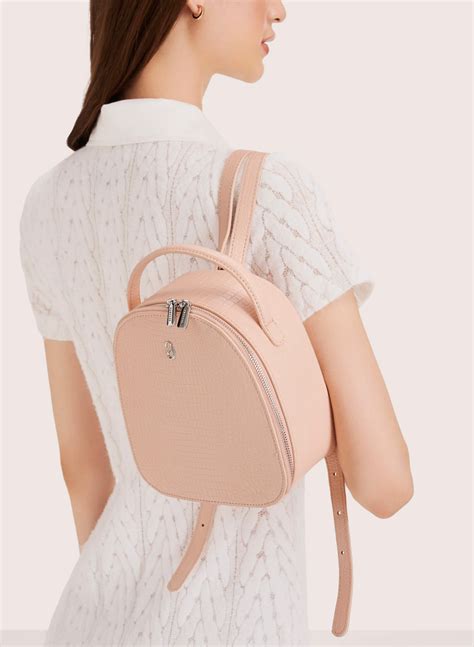 Croc-effect Mini Backpack - BAK 0181 - Light Pink | VASCARA