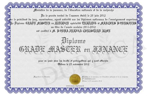 diplome grade master en finance