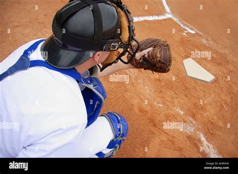 catcher ready  catch  ball stock photo alamy