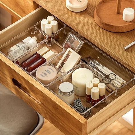 transparent desk acrylic storage box drawer organizers jewelry makeup