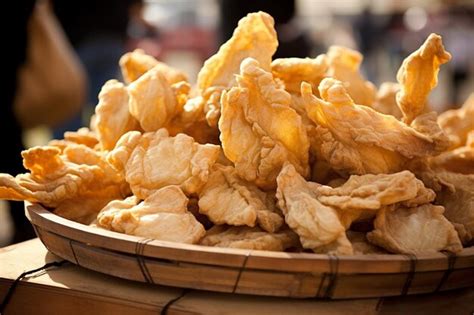 Premium Photo | Handmade chicharrones at a local fair Chicharrones fast ...