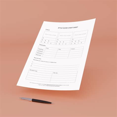 style guide cheat sheet printable