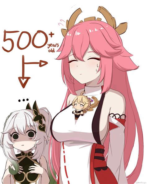 yae miko, aether, and nahida (genshin impact) drawn by mockingeu | Danbooru