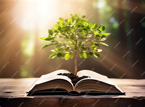 premium photo book  tree  knowledge concept   tree growing