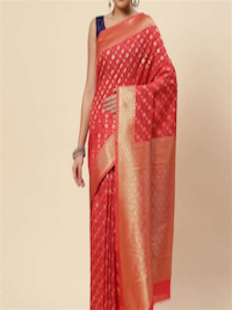 Buy Meena Bazaar Ethinic Motifs Woven Design Zari Saree - Sarees for ...