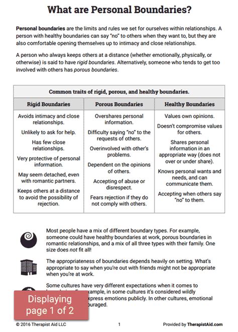 Boundaries Info Sheet (Worksheet) | Therapist Aid