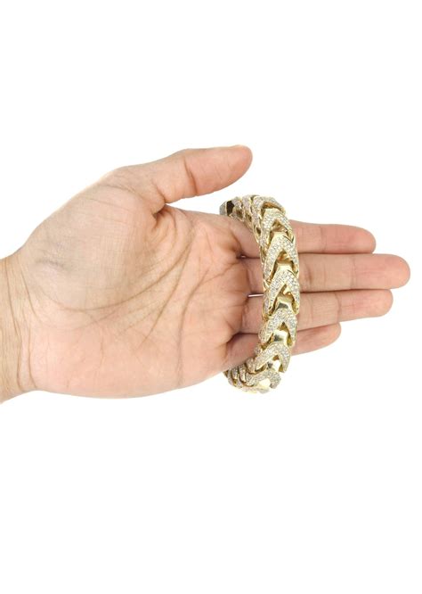 10K Diamond Franco Bracelet | 28.8 Carats | 14 mm Width – FrostNYC