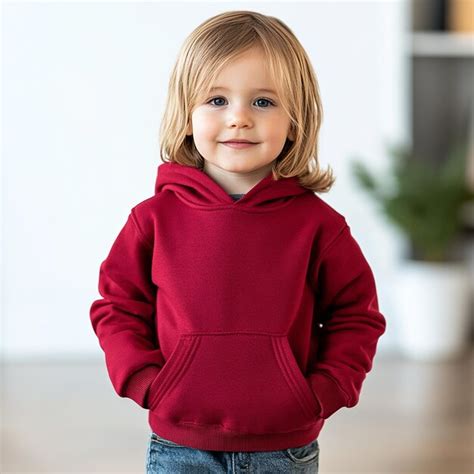 young girl wearing  red hoodie   word quot   quot