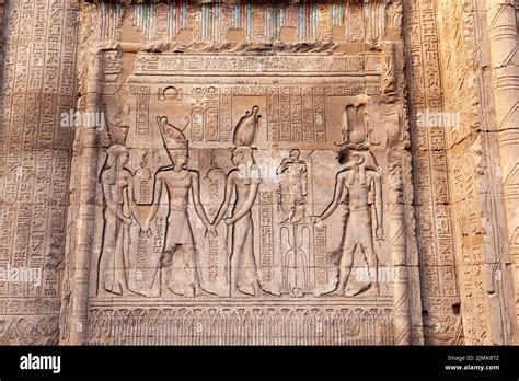 wall relief   temple  khnum  ram headed egyptian god