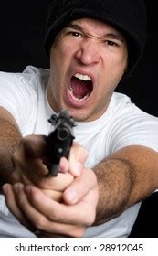 Angry Man Pointing Gun Stock Photo 28912045 | Shutterstock