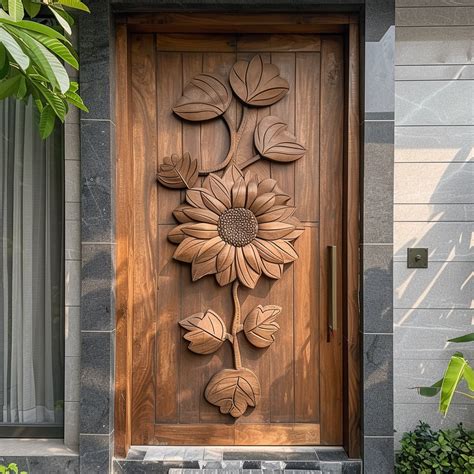 5+ Beautiful Flower Wood Carving Designs For Main Doors