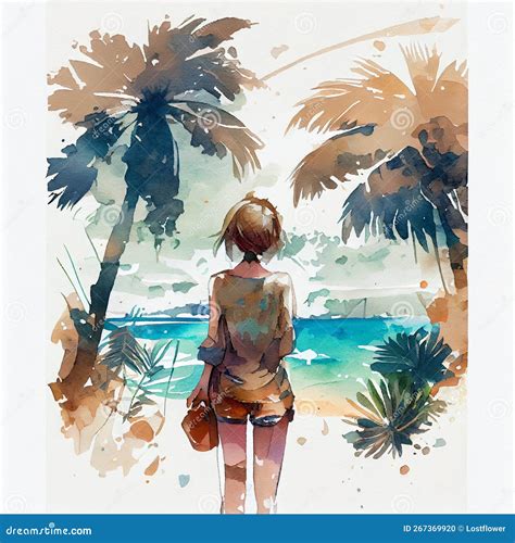 Japan Anime Style a Beautiful Tanned Girl with Naturalhair Stands in