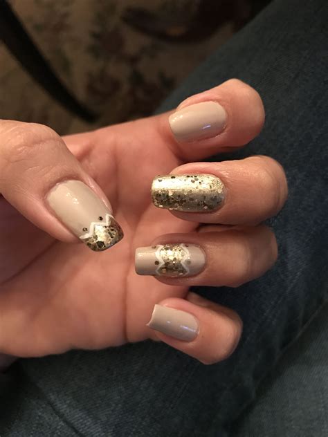 Nude and gold nail | Gold nail designs, Nude nail designs, Wedding nails