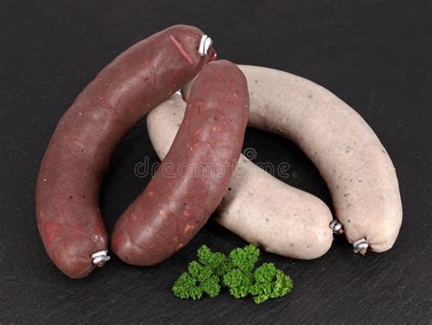 Blood Sausage and Liver Sausage on Black Slate Plate, Delicious ...