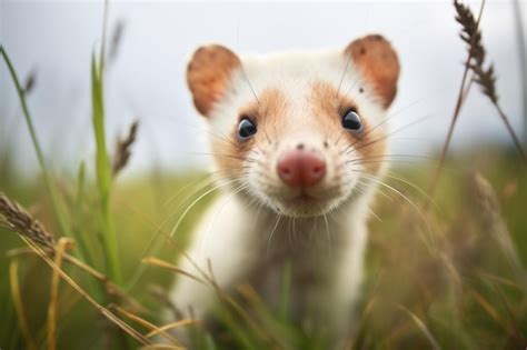 Premium Photo | Closeup of weasel face in grassland