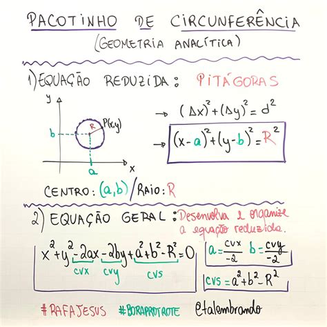 Circunferencia Geo Analitica - Pacotinho de Geometria Analítica Circunferência - Matemática