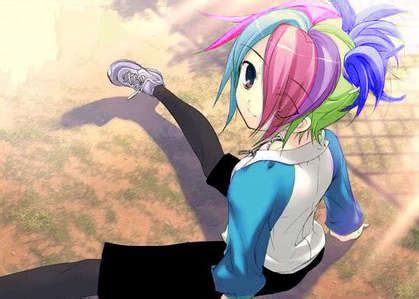 post a picture of an anime girl with rainbow hair - Anime Answers - Fanpop