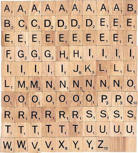 Amazon.com: BSIRI The 100 Scrabble Tiles Alphabet of The Wooden Scrabble Pieces for Word ...