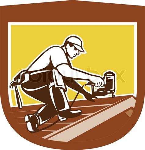 Illustration of a roofer construction ... | Stock vector | Colourbox