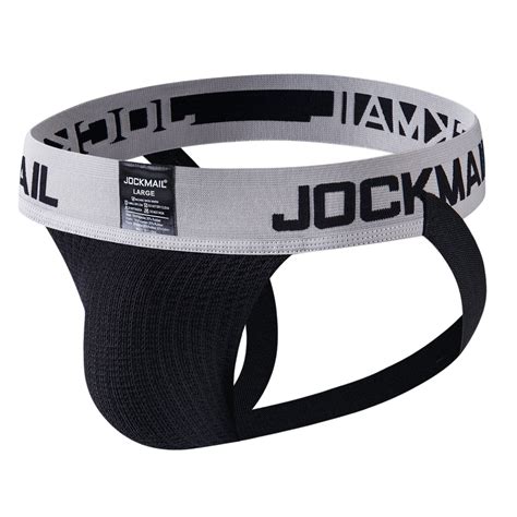 MIZOK Men's Jockstraps Sexy Jock Strap Breathable Mesh Underwear Black