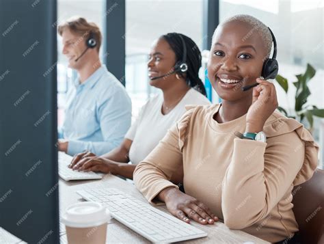Premium Photo | Call center customer service and crm with a black woman